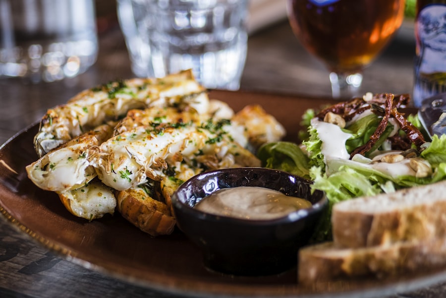 Wood-grilled starter plate with charred bread and greens
